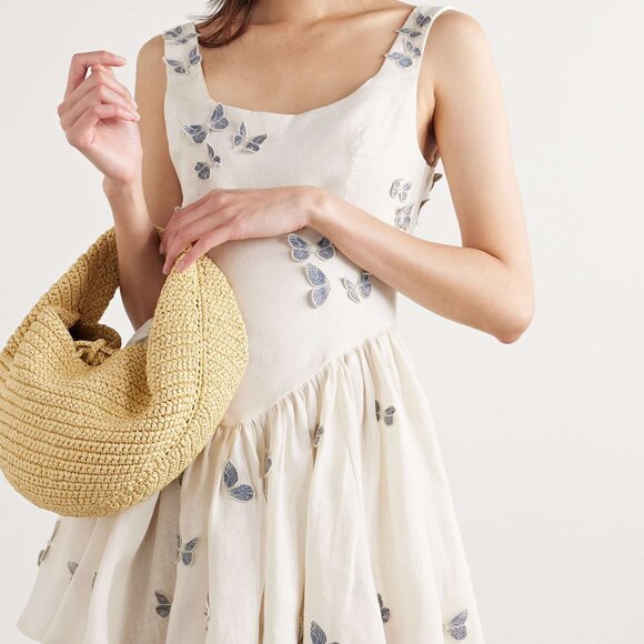 AGUA BY AGUA BENDITA Pluma Lymanopoda appliquéd gathered linen mini dress - Picture 3 of 13